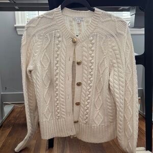 J. Crew Women's Ivory Cable Knit Cardigan